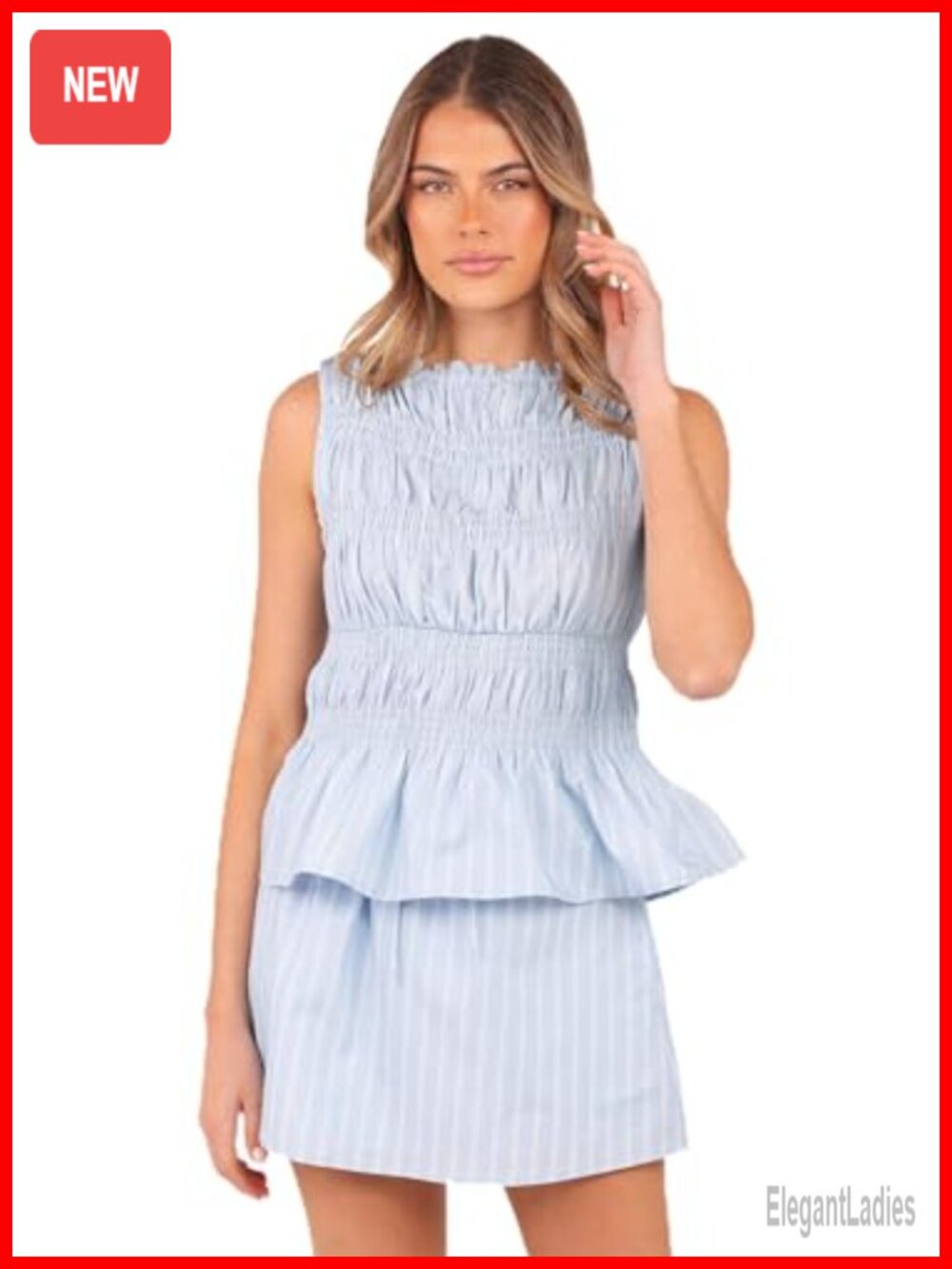 Petal & Pup Daisy Striped Top and Skirt Set Sleeveless Peplum Shirred Bodice